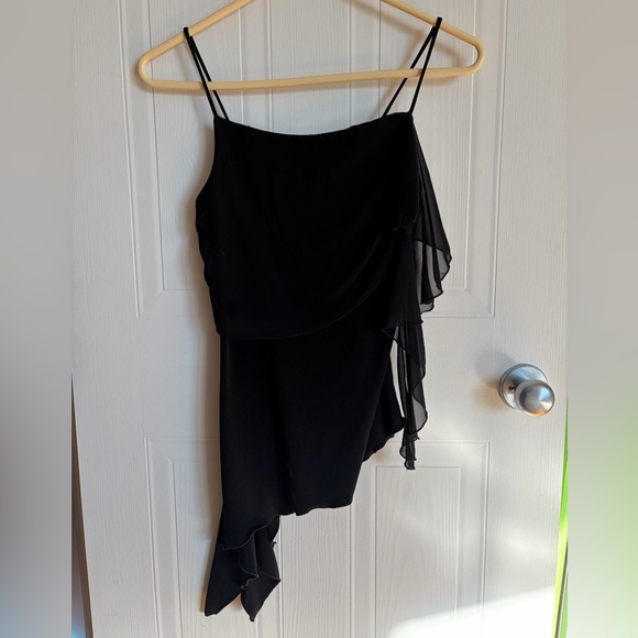 Colori Tops - Black Y2K Asymmetric Top | Size S